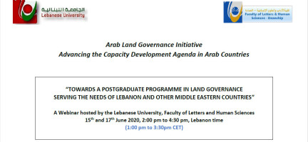 Webinar: Towards a Postgraduate Programme in Land Governance Serving the Needs of Lebanon and Other Middle Eastern Countries